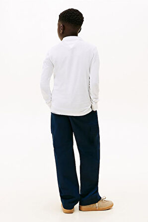 Erkek Çocuk Regular Kalıp Uzun Kollu Pike Polo Yaka T-Shirt - Beyaz | 10 Yaş