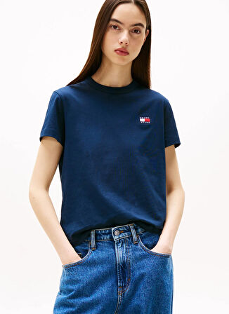 Tommy Jeans Bisiklet Yaka Mavi Kadın T-Shirt DW0DW20153C1G