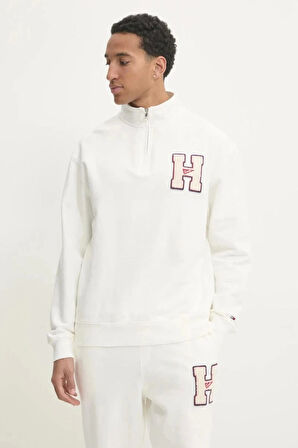 Tommy Hilfiger Erkek Beyaz Fermuarlı Sweatshirt