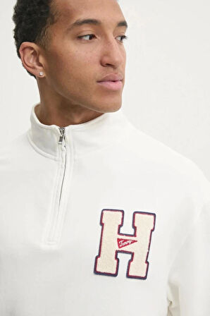 Tommy Hilfiger Erkek Beyaz Fermuarlı Sweatshirt