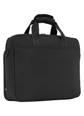 Tommy Hilfiger Geri dönüştürülmüş Polyester + Polyester Siyah Erkek Laptop Çantası TH REPREVE COMPUTER BAG