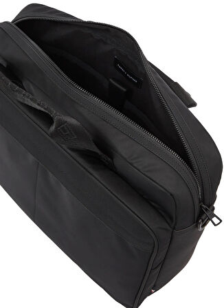 Tommy Hilfiger Geri dönüştürülmüş Polyester + Polyester Siyah Erkek Laptop Çantası TH REPREVE COMPUTER BAG