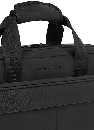 Tommy Hilfiger Geri dönüştürülmüş Polyester + Polyester Siyah Erkek Laptop Çantası TH REPREVE COMPUTER BAG