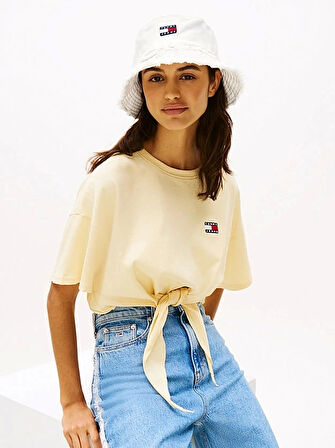 Tommy Hilfiger Kadın  Beyaz Miras Yıpranmış Kot Kova Şapka