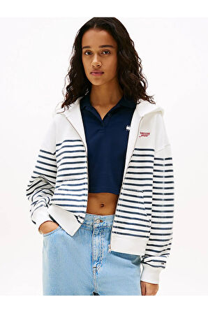 Tommy Jeans Kadın Sweatshirt-DW0DW20303WHITE