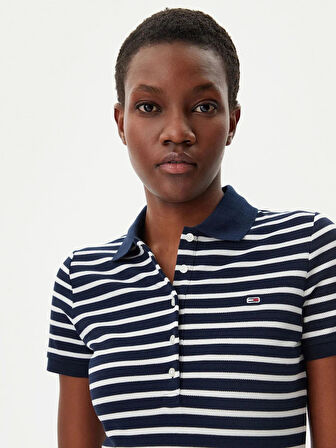 Tommy  Hilfiger Kadın Tjw   Maxı  Çizgili Polo Elbise