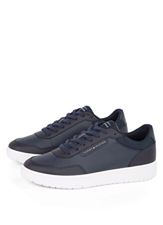 Tommy Hilfiger Lacivert Erkek Sneaker TH BASKET CORE LTH PINPERF