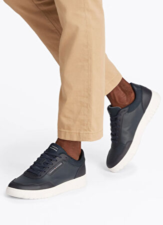 Tommy Hilfiger Lacivert Erkek Sneaker TH BASKET CORE LTH PINPERF