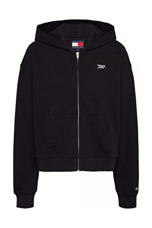 Kadın Tjw Fermuarlı Kapüşonlu Sweatshirt - Siyah | S