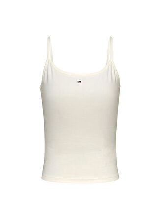 Tommy Jeans Bisiklet Yaka Beyaz Kadın T-Shirt DW0DW20675YBL