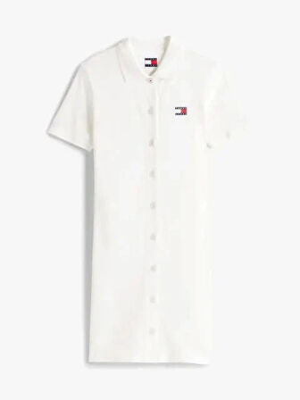 Tommy Hilfiger Kadın  Beyaz Pique Polo Elbise