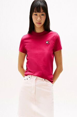 Tommy  Jeans  Kırmızı  Badge Crew Yaka T-Shirt