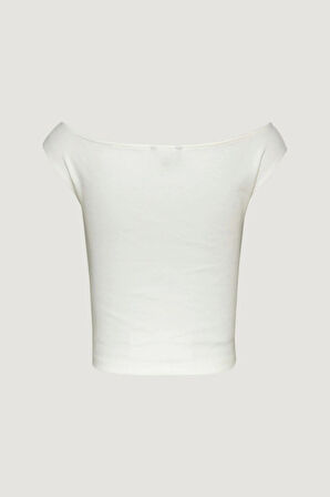 Tommy  Jeans  Kadın  Beyaz  Tekne Yaka T-shirt