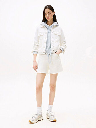 Tommy Hilfiger Kadın Beyaz Regular Denim Mom Şort