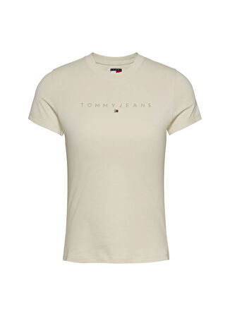 Tommy Jeans Bisiklet Yaka Bej Kadın T-Shirt DW0DW20315ACG