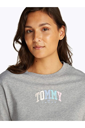 Tommy Jeans Kadın Tişört-DW0DW21337GREY