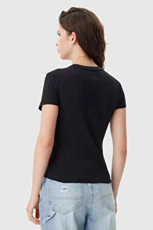 Tommy Jeans  Kadın Siyah Slim Fit T-Shirt