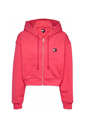 Kadın Tjw Fermuarlı Kapüşonlu Sweatshirt - Pembe | XS