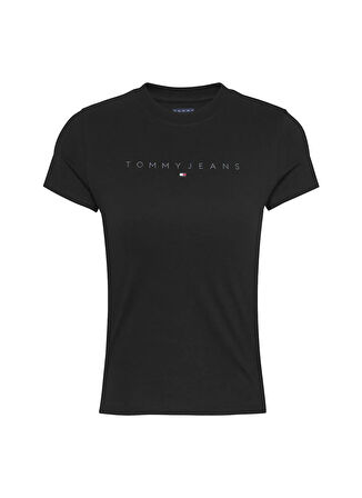 Tommy Jeans Bisiklet Yaka Siyah Kadın T-Shirt DW0DW20315BDS
