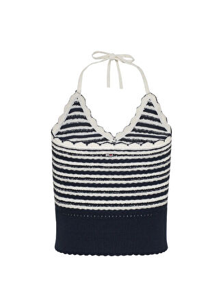Tommy Jeans Yuvarlak Yaka Mavi Kadın Bluz DW0DW204320A6