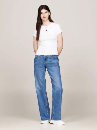 TOMMY HILFIGER Kadın Marka Logolu Bisiklet Yakalı Pamuklu Beyaz1 T-Shirt DW0DW17881 YBL