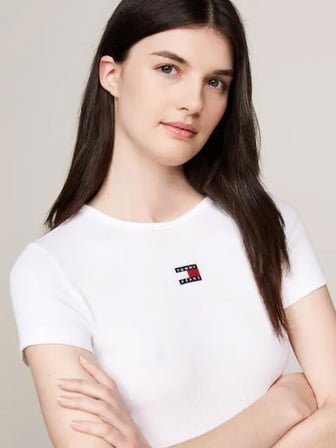 TOMMY HILFIGER Kadın Marka Logolu Bisiklet Yakalı Pamuklu Beyaz1 T-Shirt DW0DW17881 YBL