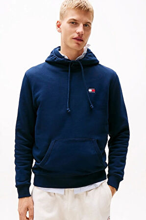 Erkek Reg Badge Kapüşonlu Sweatshirt - Lacivert | L
