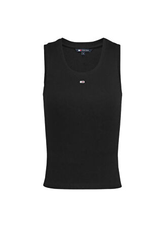 Tommy Jeans Bisiklet Yaka Siyah Kadın T-Shirt DW0DW20673BDS