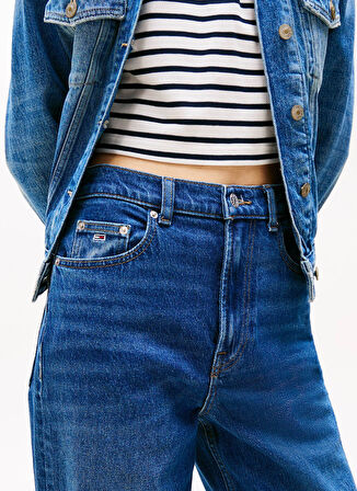 Tommy Jeans Yüksek Bel Düz Paça Slim Straight Koyu Mavi Kadın Denim Pantolon DW0DW200541BK