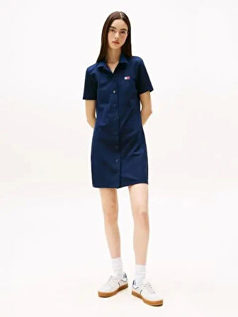 Tommy Hilfiger Kadın  Lacivert Pique Polo Elbise