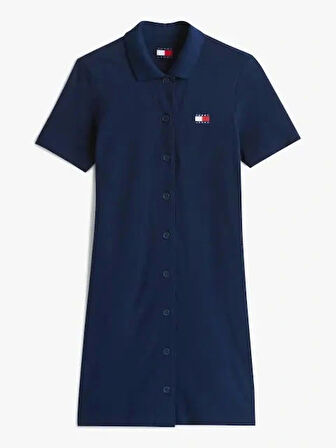 Tommy Hilfiger Kadın  Lacivert Pique Polo Elbise