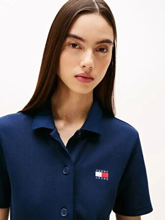 Tommy Hilfiger Kadın  Lacivert Pique Polo Elbise