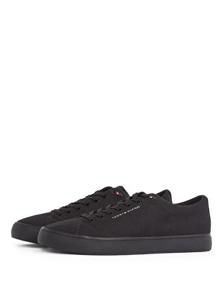 Tommy Hilfiger Siyah Erkek Sneaker TH HI VULC LOW CORE CANVAS