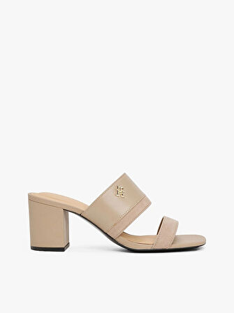 LEATHER & SUEDE BLOCK HEEL MULE