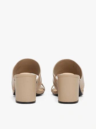 LEATHER & SUEDE BLOCK HEEL MULE