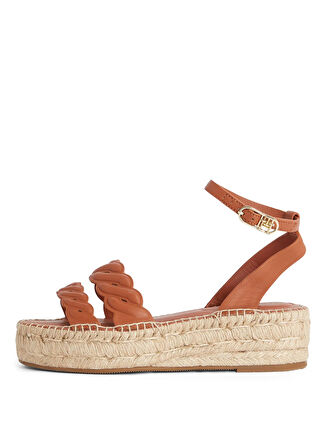 Tommy Hilfiger Deri Taba Kadın Sandalet FW0FW08496