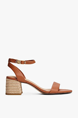 Kadın Th Deri Espadrille Topuklu Sandalet - Kahverengi | 37