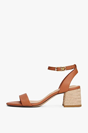 Kadın Th Deri Espadrille Topuklu Sandalet - Kahverengi | 37