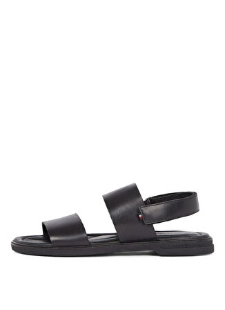 Tommy Hilfiger Deri Siyah Erkek Sandalet PREMIUM HILFIGER STRAPPY LH SAND