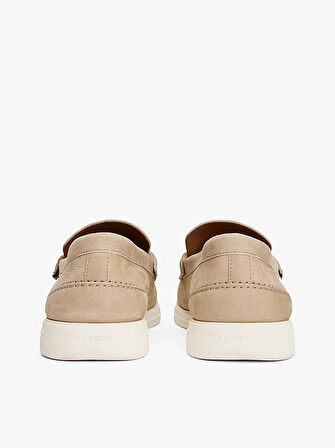 Tommy Hilfiger  Erkek  Bej Deri Logolu  Loafer