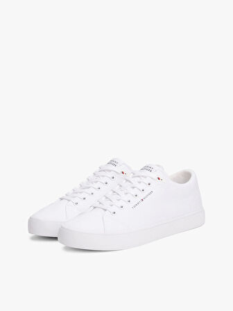 Tommy  Hilfiger Erkek Beyaz Logolu Sneaker