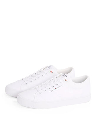 Tommy Hilfiger Beyaz Erkek Sneaker TH HI VULC LOW CORE CANVAS
