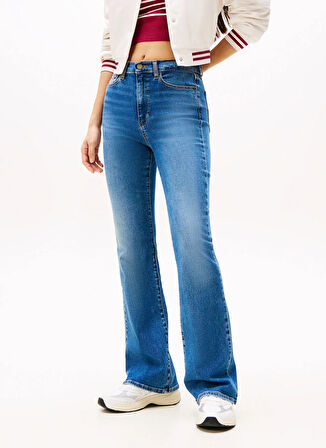Tommy Jeans Yüksek Bel Düz Paça Standart Koyu Mavi Kadın Denim Pantolon DW0DW206541A5