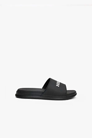Tommy Hilfiger Erkek Dokulu Logo Siyah Havuz Terliği