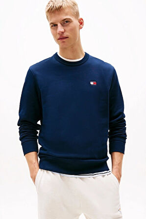 Erkek Reg Badge Bisiklet Yaka Sweatshirt - Lacivert | L