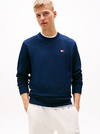 TOMMY HILFIGER Erkek Marka Logolu Bisiklet Yakalı Pamuklu Lacivert Sweatshirt DM0DM20660 C1G