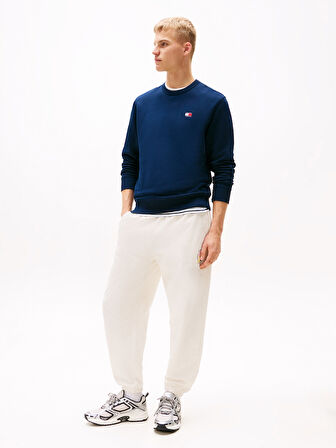 TOMMY HILFIGER Erkek Marka Logolu Bisiklet Yakalı Pamuklu Lacivert Sweatshirt DM0DM20660 C1G