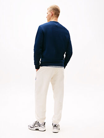 TOMMY HILFIGER Erkek Marka Logolu Bisiklet Yakalı Pamuklu Lacivert Sweatshirt DM0DM20660 C1G