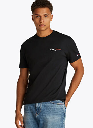 Tommy Jeans Bisiklet Yaka Siyah Erkek T-Shirt DM0DM20815BDS TJM REG DNA GRAPHIC