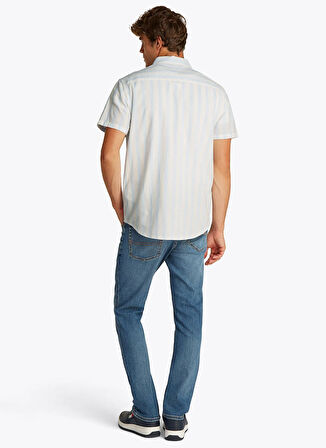 Tommy Jeans Regular Fit Mavi Çizgili Erkek Gömlek DM0DM208940FF TJM REG LINEN BLEND
